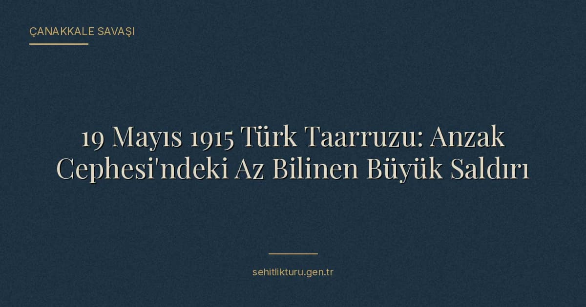 19 Mayıs 1915 Türk Taarruzu: Anzak Cephesi'ndeki Az Bilinen Büyük Saldırı